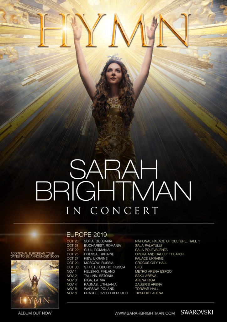 HYMN World Tour Coming to Europe! - Sarah Brightman : Sarah Brightman